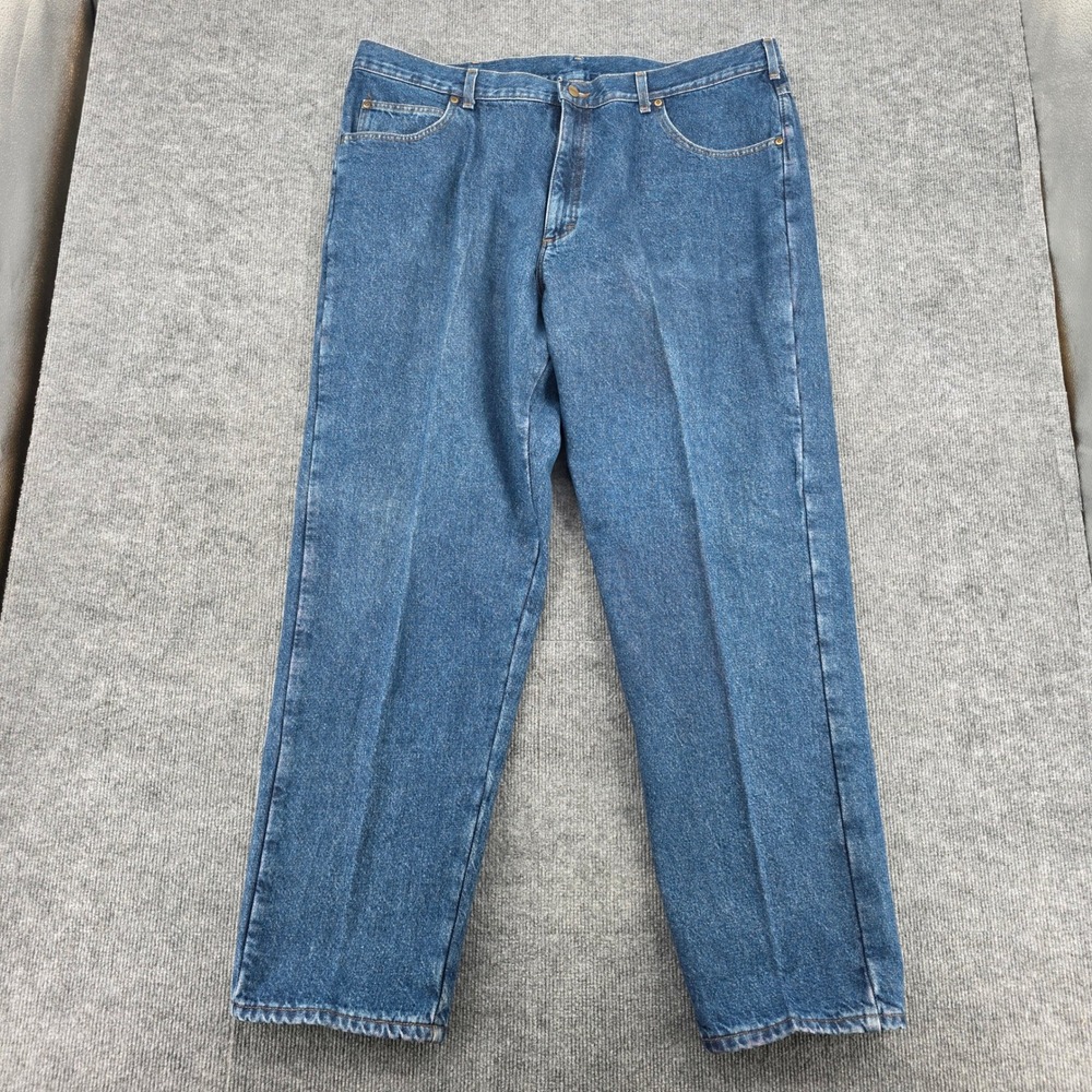 LL Bean Flannel Lined Jeans Mens 46x34 (fit 43x33) Denim Relaxed Fit Plaid USA